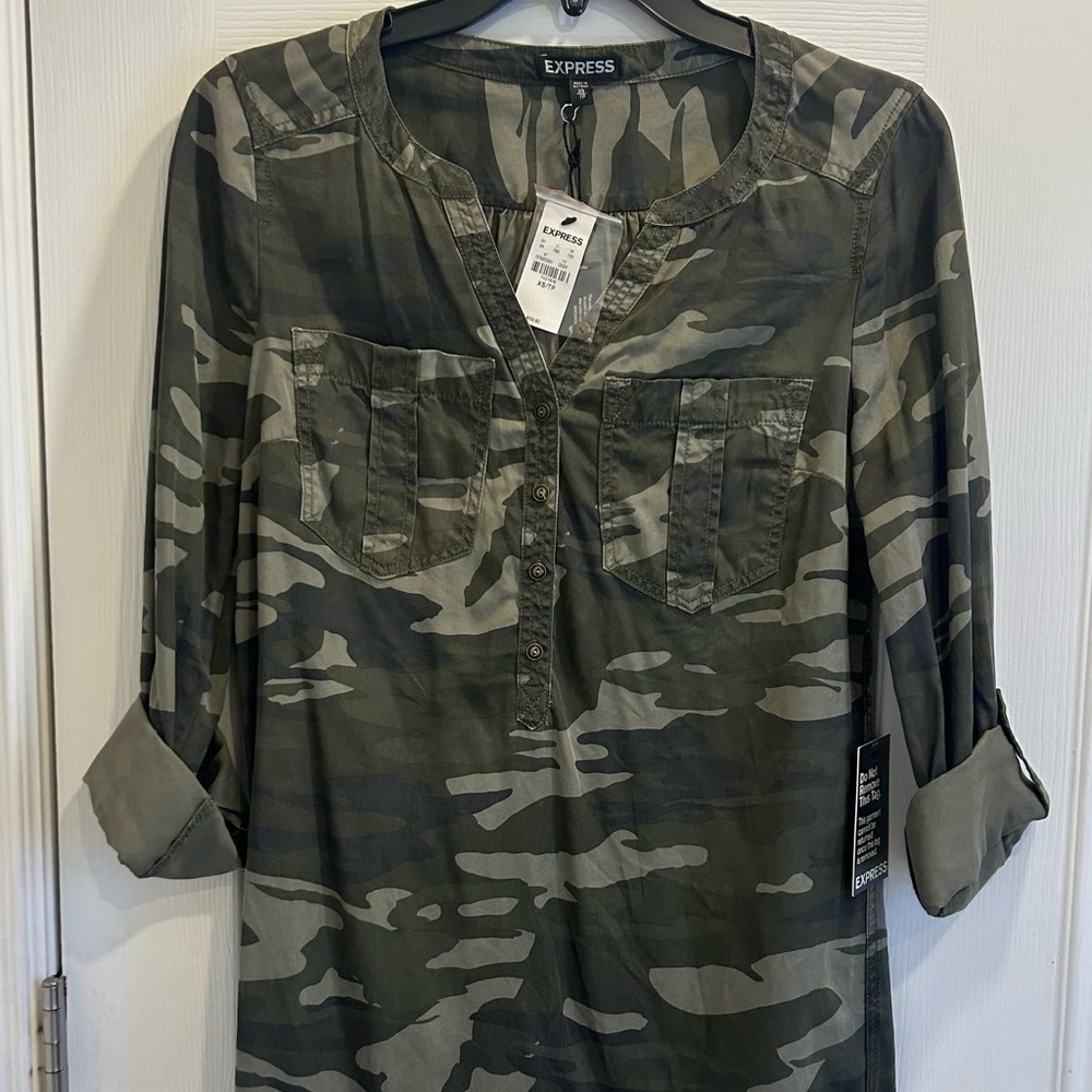 Express Camouflage Shirt Dress